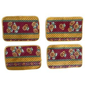 French Country Placemats Set/4 Sunflower 100% Cotton Quilted Made In France